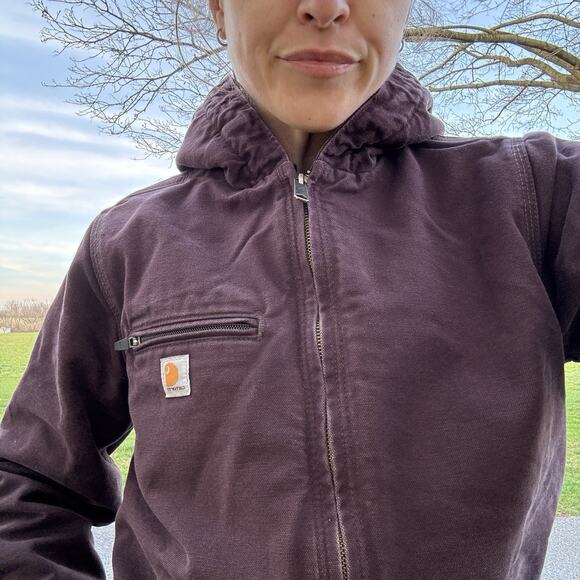 Carhartt Womens Sherpa Lined Jacket Coat Purple Women S Hooded Zip Plum Faded - Picture 3 of 13